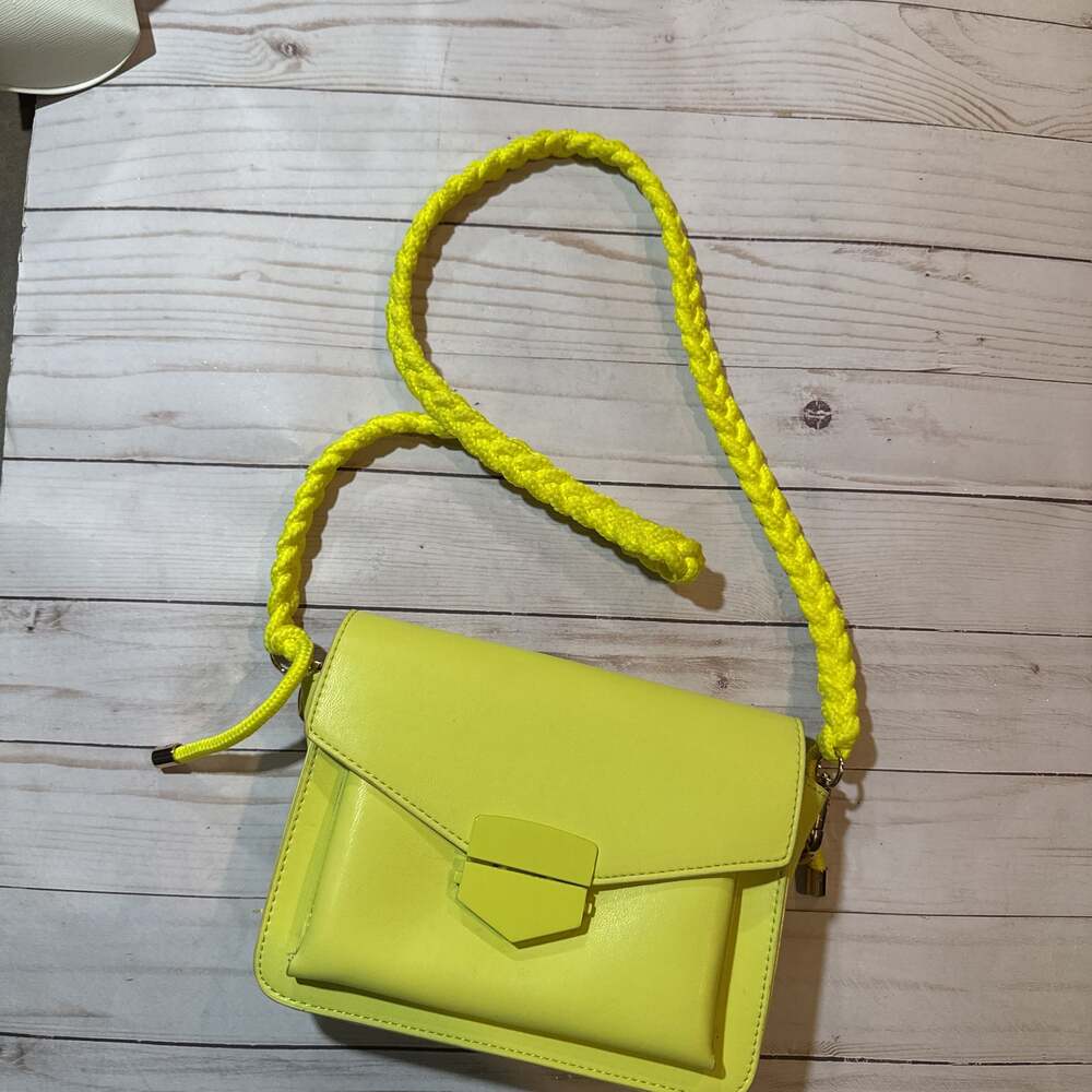 Neon Yellow Crossbody Bag with Braided Strap
